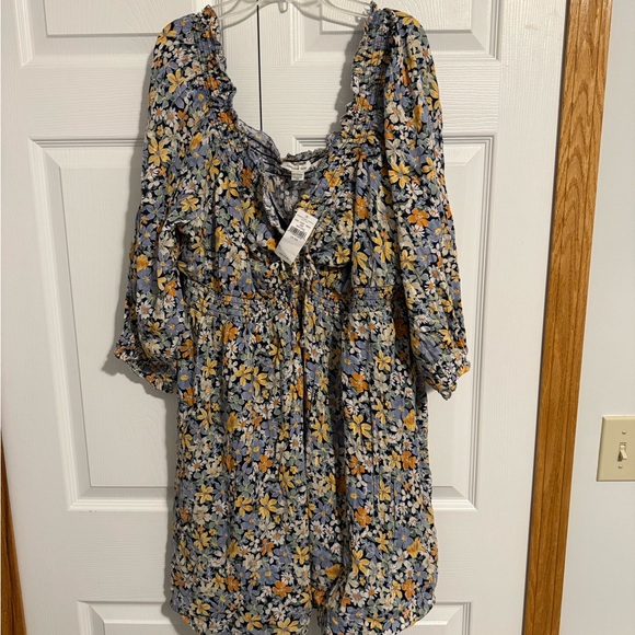 American Eagle Outfitters Floral Mini Dress - Blue and Yellow - Picture 2 of 9